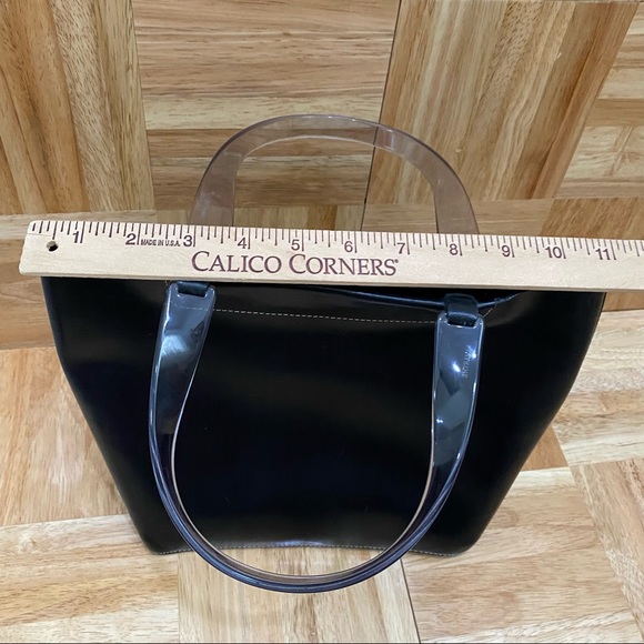 LAMARTHE Black Leather Clear Acrylic Handle HandBag Shoulder Bag - Picture 5 of 14